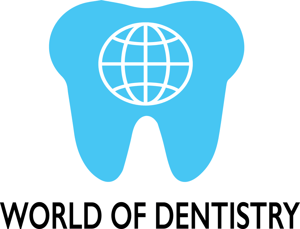 World of Dentistry Logo. A blue tooth with a gllobe in it