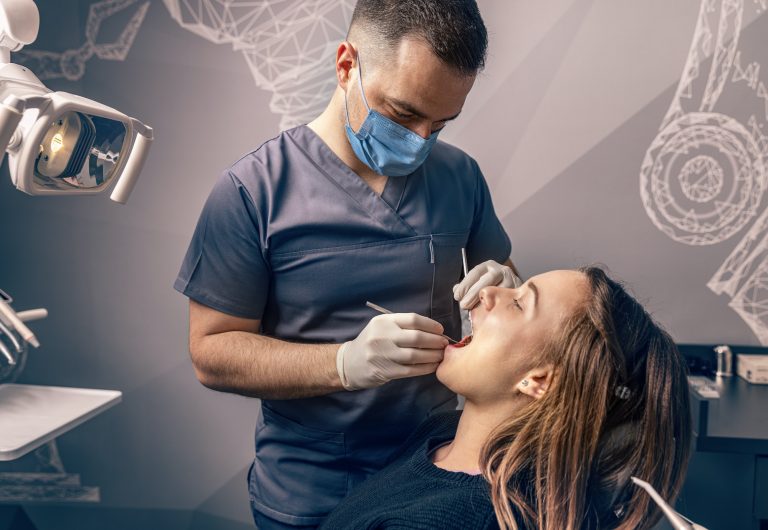 Young dentist working