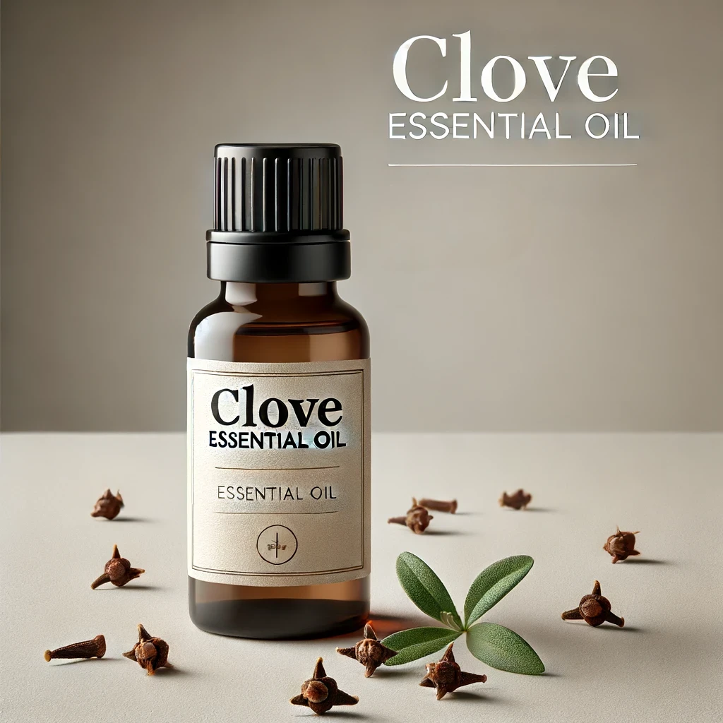a bottle of clove essential oil that can be used for tooth pain
