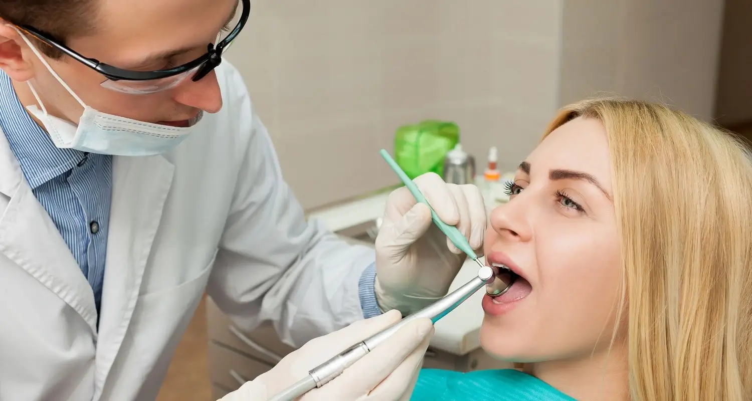 woman having her dental check up 